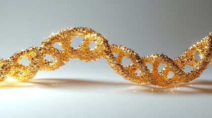 Fototapete - Abstract golden helix structure, 3D render.