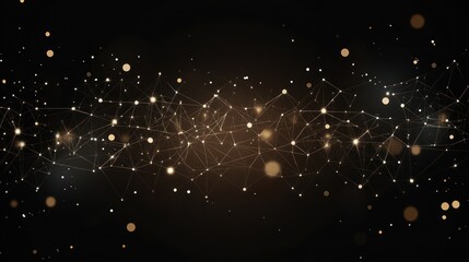 Aufkleber - Abstract golden network connection on dark background.