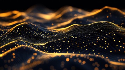Fototapete - Abstract golden particles wave background. (1)