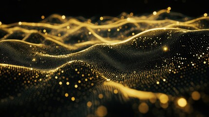Aufkleber - Abstract golden particles wave background.