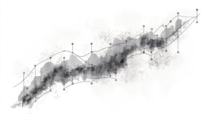 Fototapete - Abstract grayscale stock market graph with grunge texture.