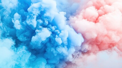 Poster - Abstract image of swirling blue and pink smoke clouds.
