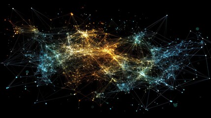 Poster - Abstract network connection, glowing nodes and lines, digital data visualization.