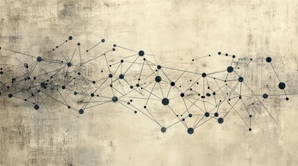 Leinwandbilder - Abstract network connection lines and dots on grunge background.