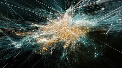 Aufkleber - Abstract network connection visualization with glowing lines and nodes.