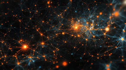 Poster - Abstract network connections, glowing nodes and lines, digital technology background.