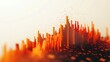 © yoga - Abstract orange city skyline, digital art, futuristic urban landscape.