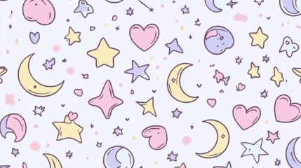 Wall Mural - pastel moon and star pattern for playful and dreamy backgrounds
