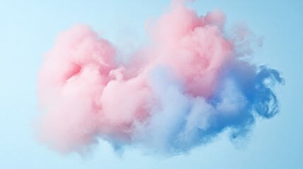 Poster - Abstract pastel pink and blue clouds on light blue background.
