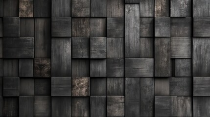 Wall Mural - Dark Textured Wooden Blocks Pattern for Background Design