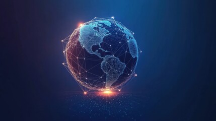 Wall Mural - Global Network Concept with Earth and Connected Lines Visual