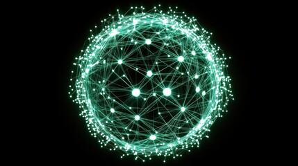 Wall Mural - abstract network sphere with glowing nodes and connections