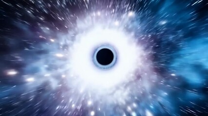 Wall Mural - A breathtaking digital depiction of a massive black hole surrounded by glowing light and cosmic energy.  
