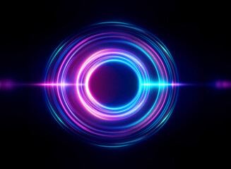 Wall Mural - neon circles glow with vibrant colors, creating a mesmerizing light effect. abstract rings radiate e