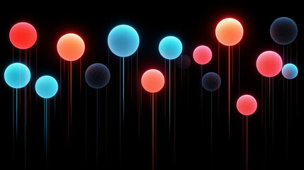 Wall Mural - celestial dance of lights: abstract composition of glowing orbs in vibrant hues, seemingly floating 