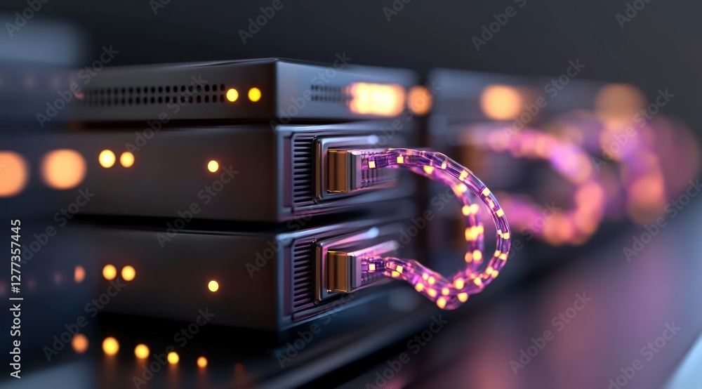 Data Center Servers Network Fiber Optic Cable Technology Digital ...