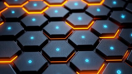 Canvas Print - tech grid: a cutting-edge view of hexagonal grid, emanating a sense of futuristic technological adva