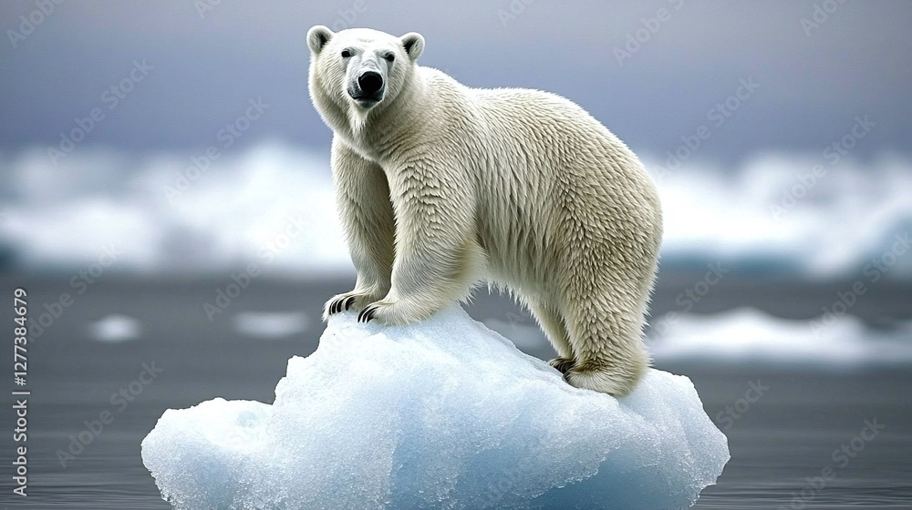 AI Generate A Polar Bear Standing On A Tiny Melting Iceberg Symbolizing ...