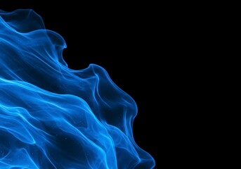 Wall Mural - blue abstract patterns on black background creating striking contrast