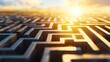© Faizal - Abstract maze illuminated by golden sunlight symbolizing challenge solution and strategic navigation in complex labyrinthine path