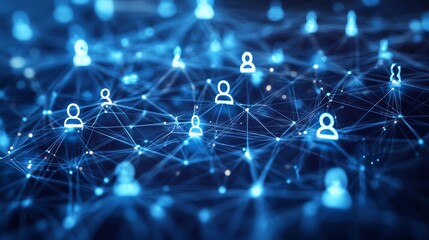 Poster - Business professional connecting with people online, digital communication technology, network structure and virtual people icons