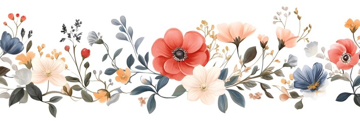 Wall Mural - collection of horizontal floral seamless borders 