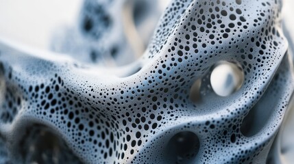 Leinwandbilder - Abstract 3D render of a porous, organic-looking gray form with various sized holes.