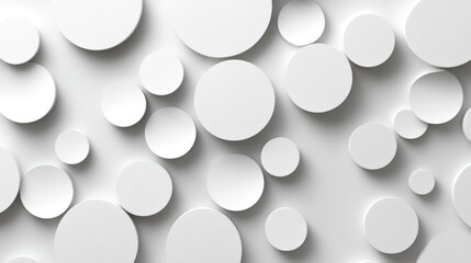 Poster - Abstract background with many white circles of varying sizes, creating a 3D effect and subtle shadows.