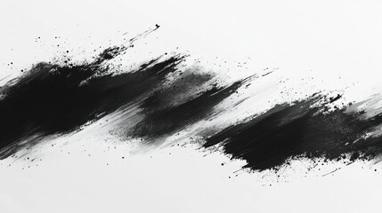 Aufkleber - Abstract black ink strokes on white background.