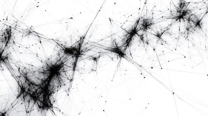 Aufkleber - Abstract black interconnected nodes and lines on white background.