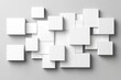 © Natchanok - Minimalist arrangement of white cubes on a gray background showcasing modern design and geometric simplicity perfect for abstract concepts