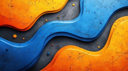 Aufkleber - Abstract blue and orange wavy textured background.