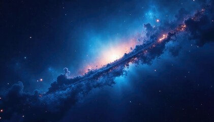Wall Mural - dark vastness of cosmos with deep blue nebula space background, galaxy, cosmos, nebulas