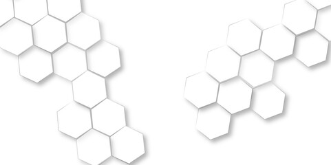 Wall Mural - hexagonal grid tile and mosaic structure, luxury white pattern, illustration geometry science and te