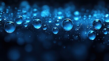 Poster - Abstract blue water droplets background.