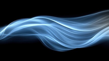 Poster - Abstract blue wave flowing on black background.