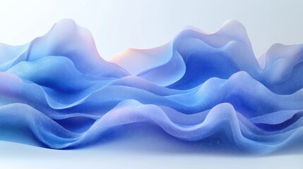 Poster - Abstract blue wave-like forms on a white background.