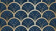 © Spot Decor - Navy Blue and Gold Art Deco Seamless Pattern Geometric Fan Design, Wallpaper, Background Art Deco, Geometric Pattern