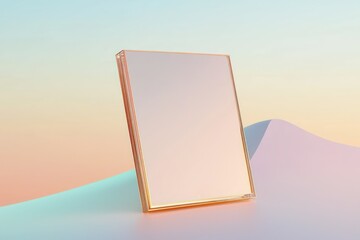 Rose-gold edged 3D wireframe, dynamically tilted for display on a clean gradient backdrop.