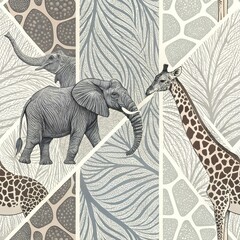 Wall Mural - Wildlife patterns exotic safari illustrative artwork nature close-up artistic representation