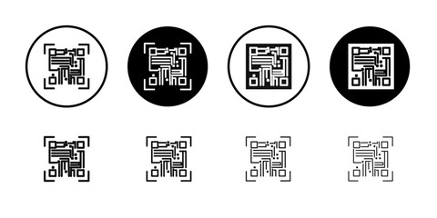 QR code scanning icon line art vector