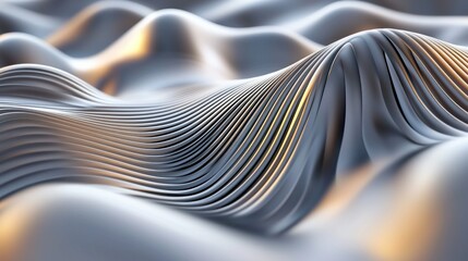 Aufkleber - Abstract metallic waves surface with light reflections smooth chrome curves undulating in a futuristic design modern and elegant background