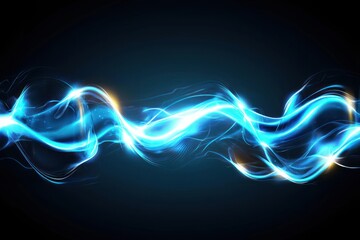Poster - Dynamic Blue Energy Wave Flowing Across Dark Backdrop Capturing Futuristic Technology and Abstract Power with High Contrast and Luminous Glow