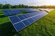 © Nutty - Solar panel array in green field under blue sky generating clean renewable energy for sustainable future and environmental conservation on sunny day