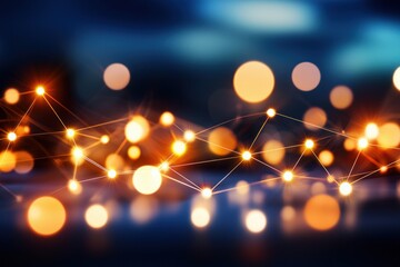 Aufkleber - Abstract Network of Glowing Nodes and Lines Connecting in a Dark Blue Background Illuminating the Future of Digital Communication and Technology