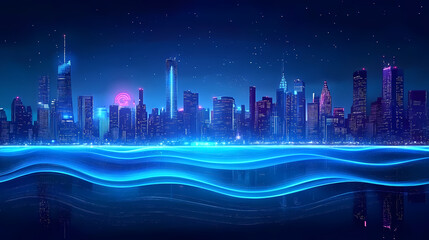 Wall Mural - futuristic city nightscape illustration