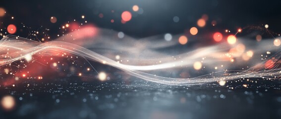 Wall Mural - colorful light waves dance across a dark, shimmering background creating a vibrant atmosphere in an 