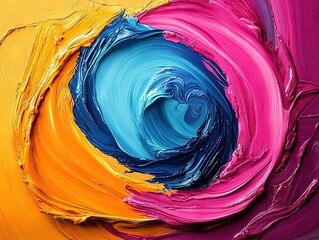 Vibrant swirl of colors abstract art creative studio artistic environment close-up view colorful expression