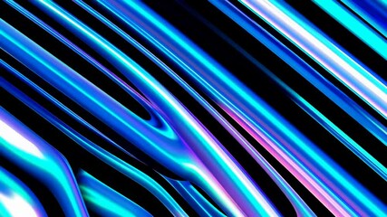 Poster - Abstract colorful neon light waves on black background, vibrant hues. Modern digital art and futuristic design concept