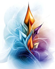 Wall Mural - abstract design featuring vibrant, flowing shapes in orange, blue, and purple against a soft backgro